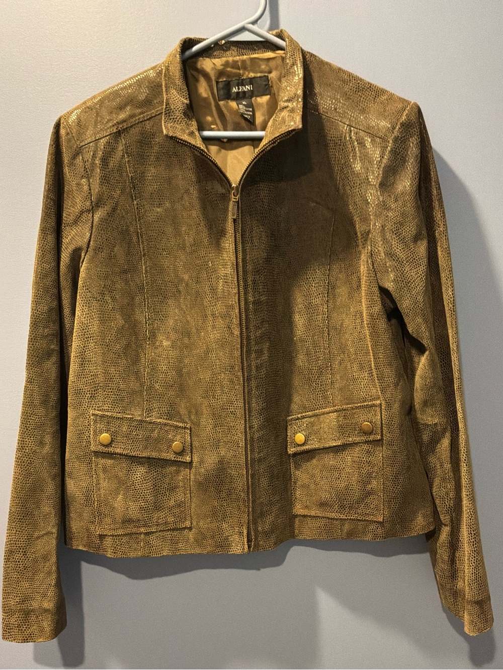 Alfani Women's Zip-Front snakeskin Leather Jacket